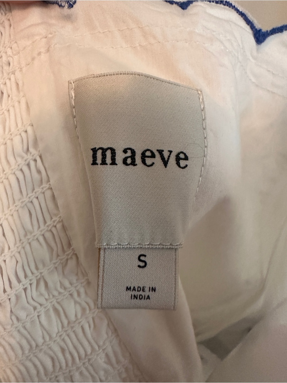 Maeve White Cropped Camisole with Blue Floral Embroidery - Picture 2 of 5